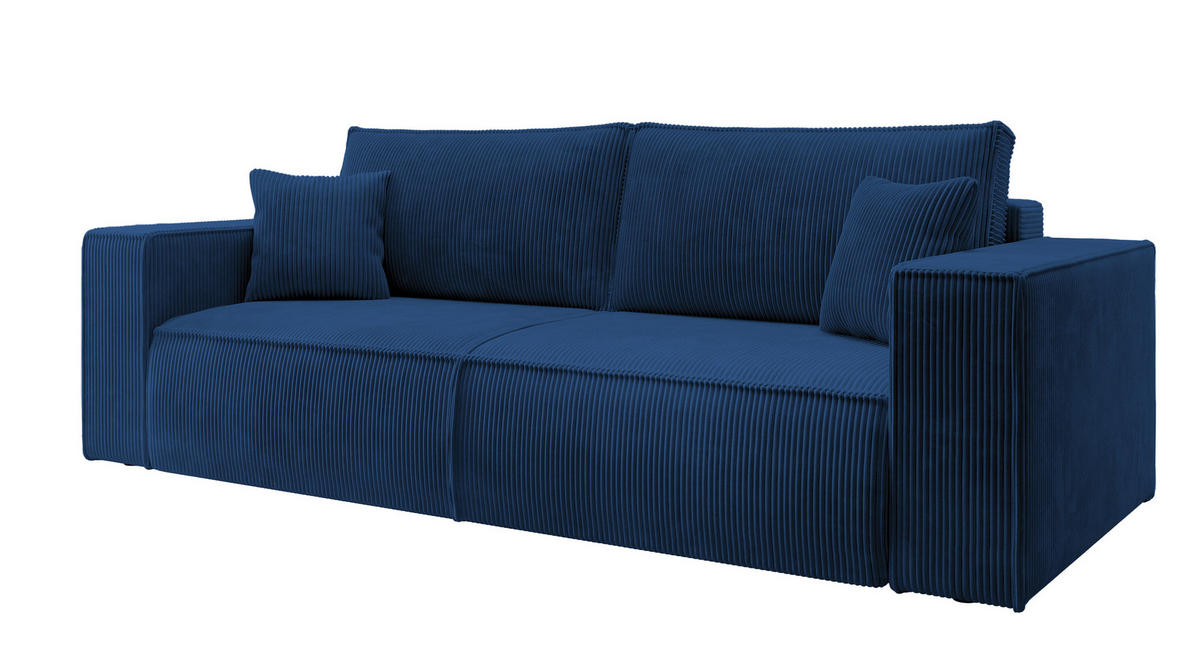 SCHLAFSOFA Farese Dunkelblau Cordbezug - Schwarz/Dunkelblau, Kunststoff/Textil (257/85/102cm) - Selsey