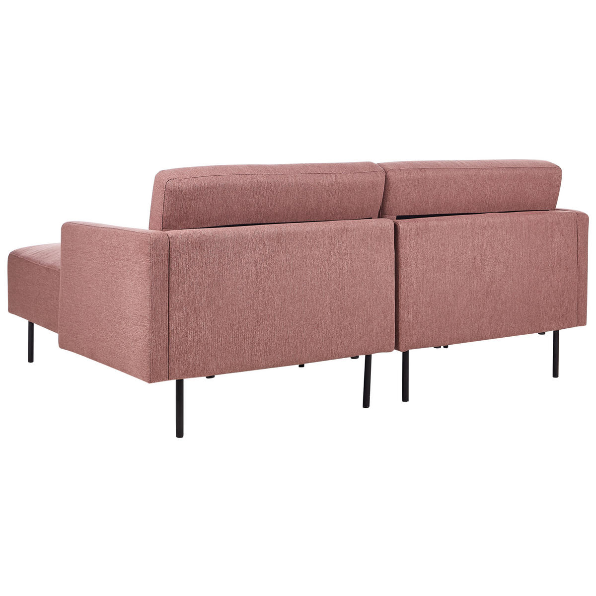 2-SITZER-ECKSOFA rosa-braun rechtsseitig Breda - Pink/Schwarz, Textil (192/155cm) - Beliani