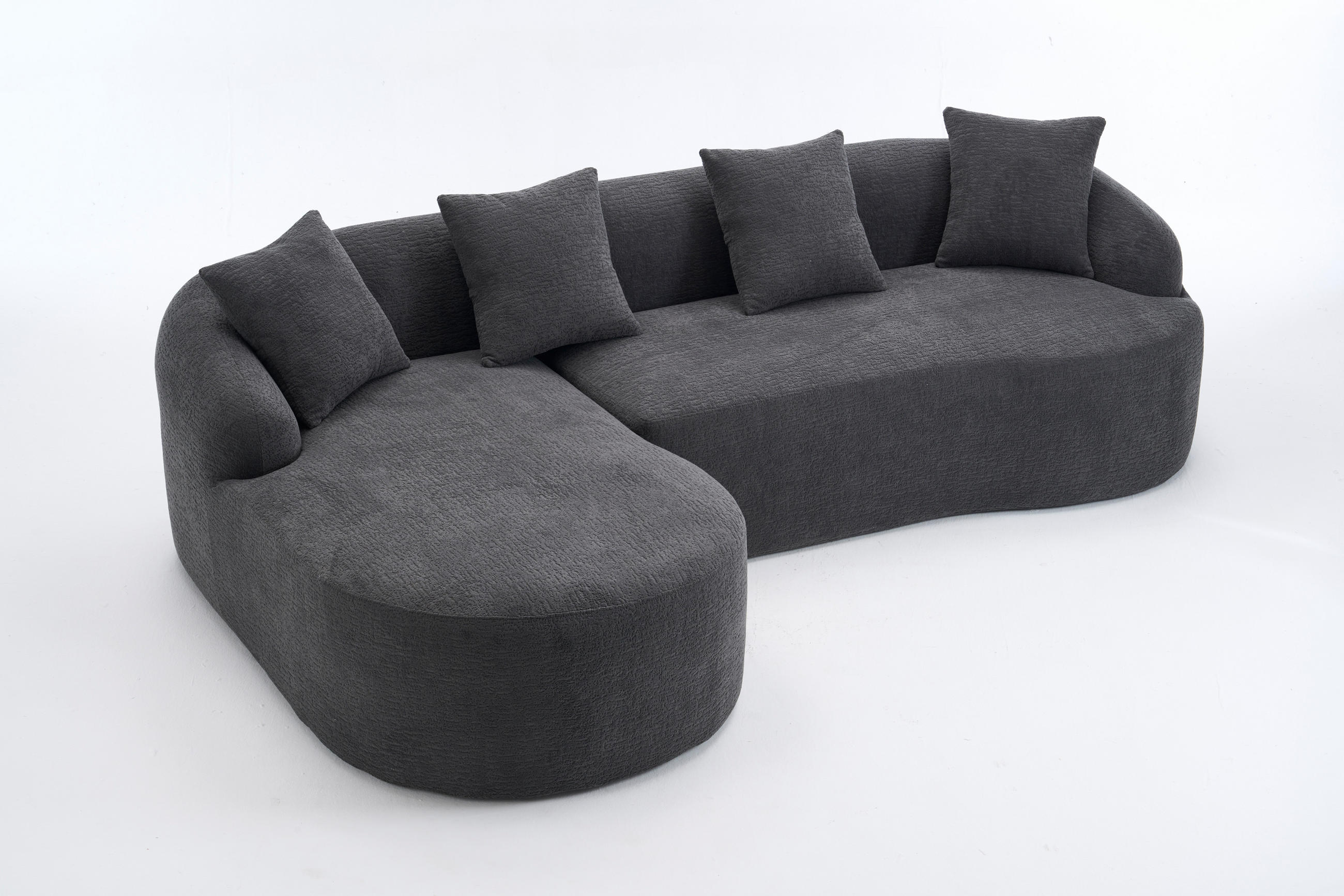 ECKSOFA 243/150/67 cm Dunkelgrau Chenille - Dunkelgrau, Textil (243/150cm) - Oxeza