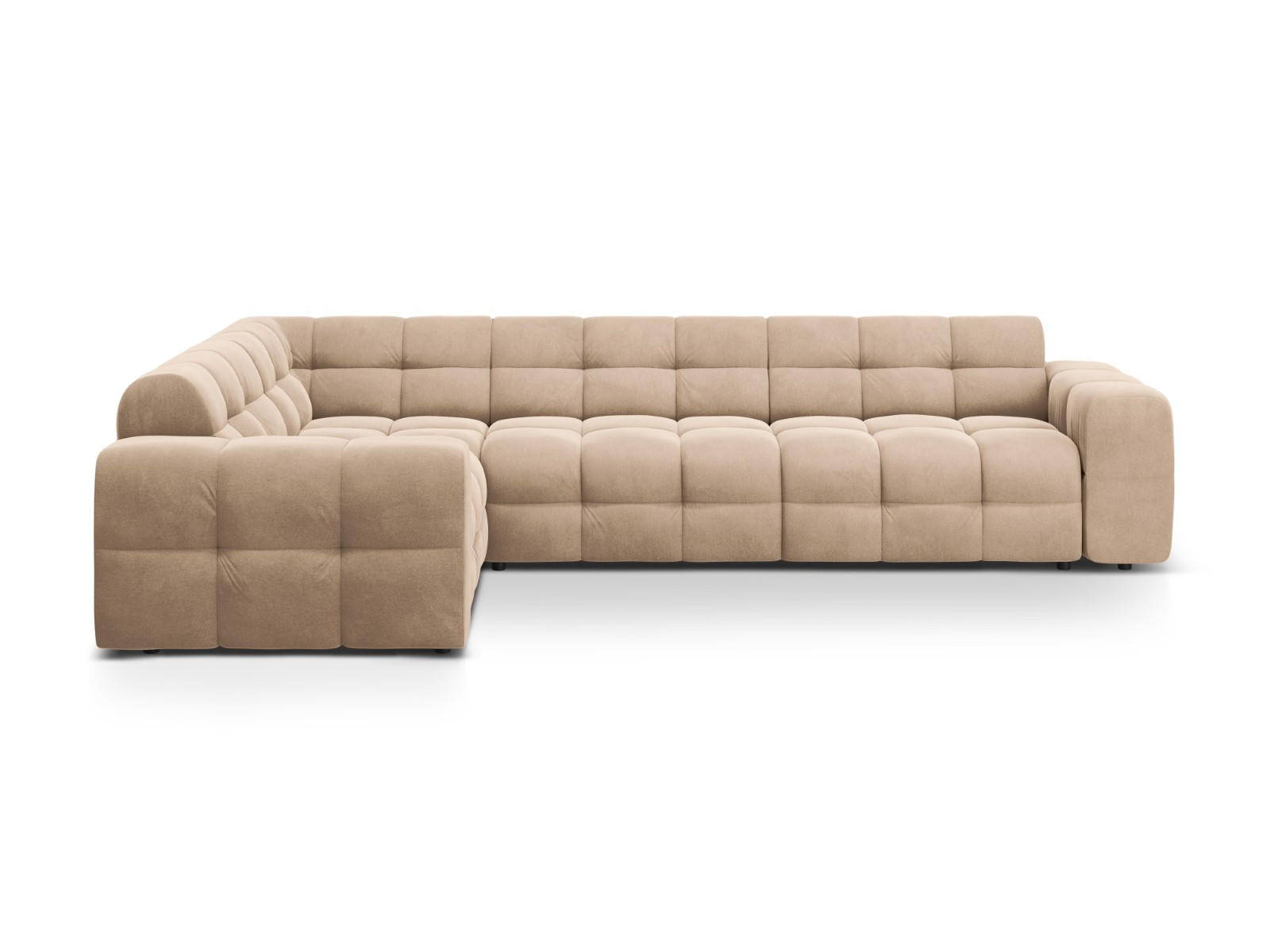 ECKSOFA links Kendal aus Samt mandelbeige 6 Sitzplätze - Cappuccino, Textil (231/332cm) - Micadoni