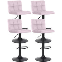BARHOCKER 4er Set Samt Rosa - Schwarz/Rosa, Textil/Metall (40/85/40cm) - CLP