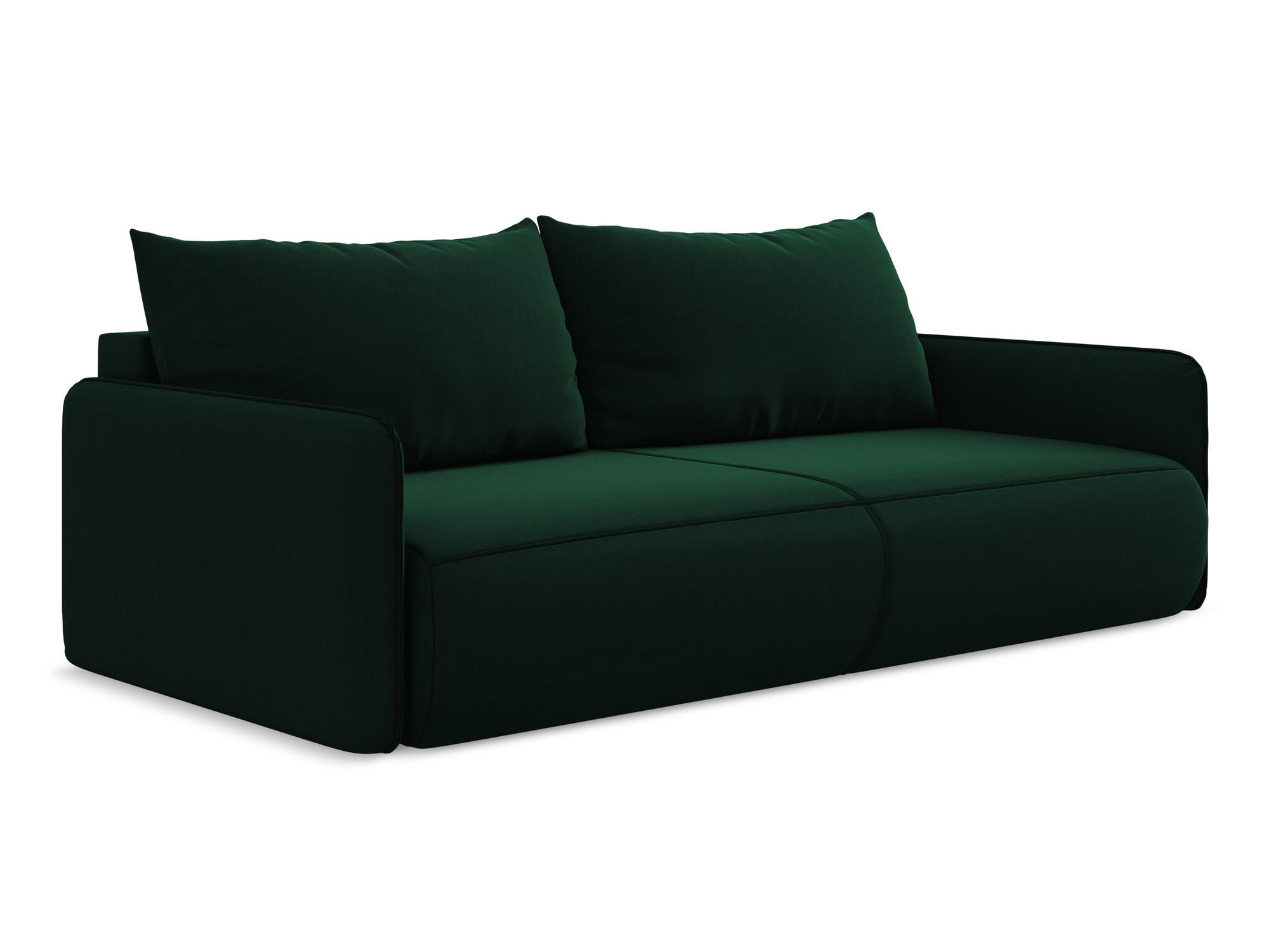 3-SITZER SOFA mit Schlaffunktion Samt Stoff Grün - Dunkelgrün/Schwarz, Kunststoff/Textil (216/86/105cm) - Makamii