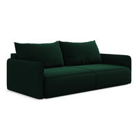 3-SITZER SOFA mit Schlaffunktion Samt Stoff Grün - Dunkelgrün/Schwarz, Kunststoff/Textil (216/86/105cm) - Makamii