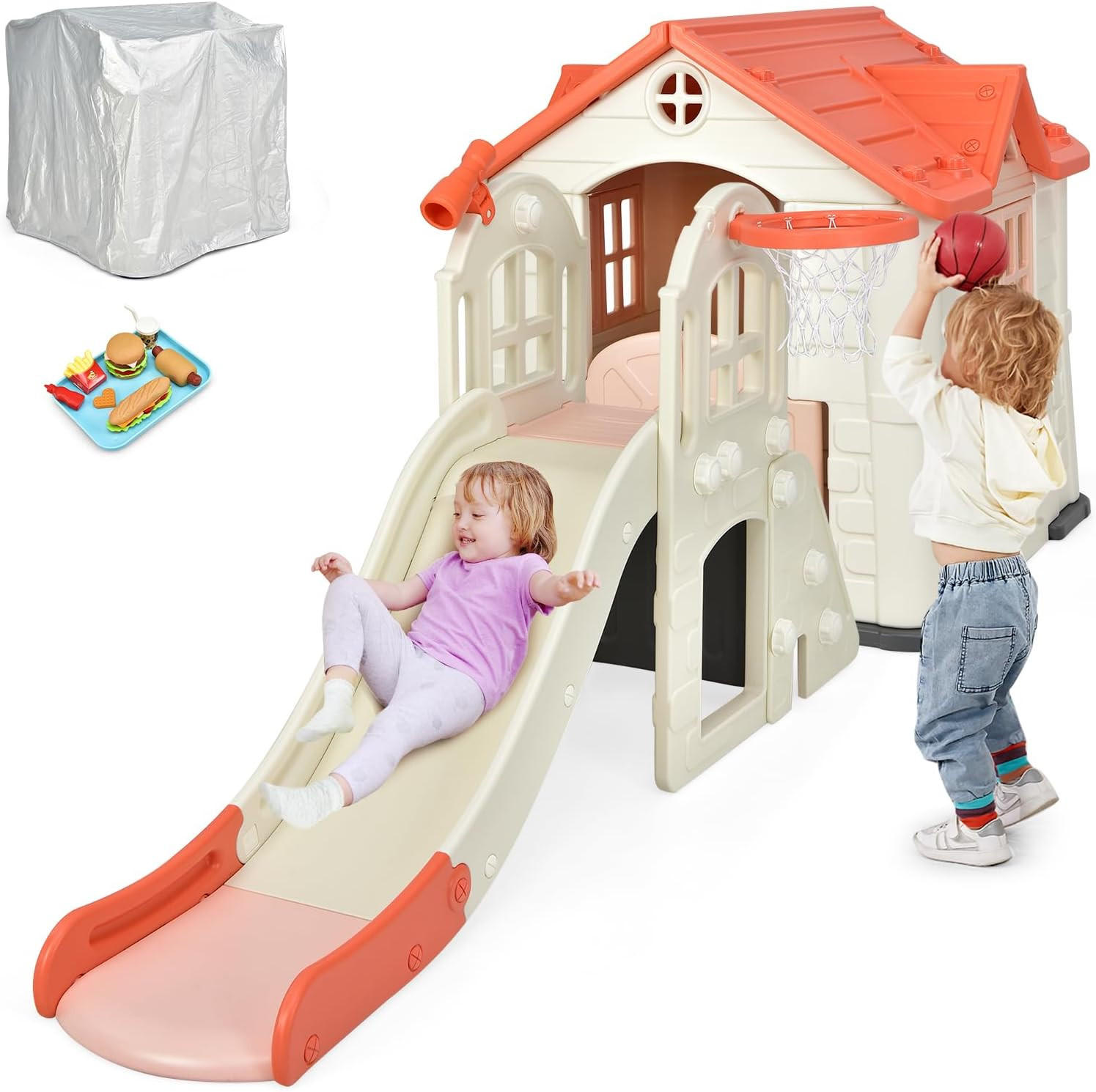 SPIELPLATZ 6 in 1 Kinder Pink - Pink, Kunststoff (83/98/190cm) - COSTWAY