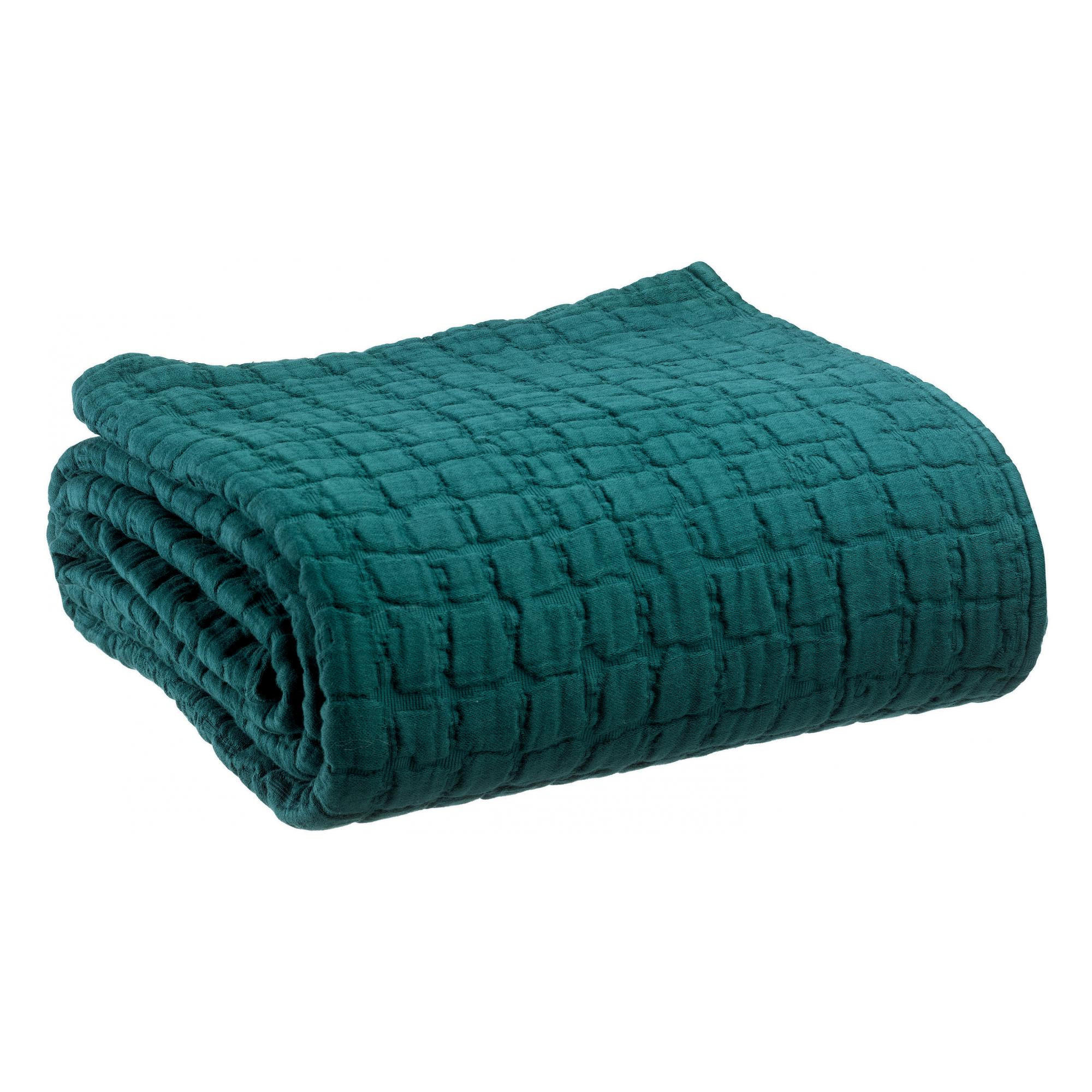 BETTÜBERWURF Swami petrolgrün 180 x 260 cm - Dunkelblau, Textil (180/260cm) - Vivaraise