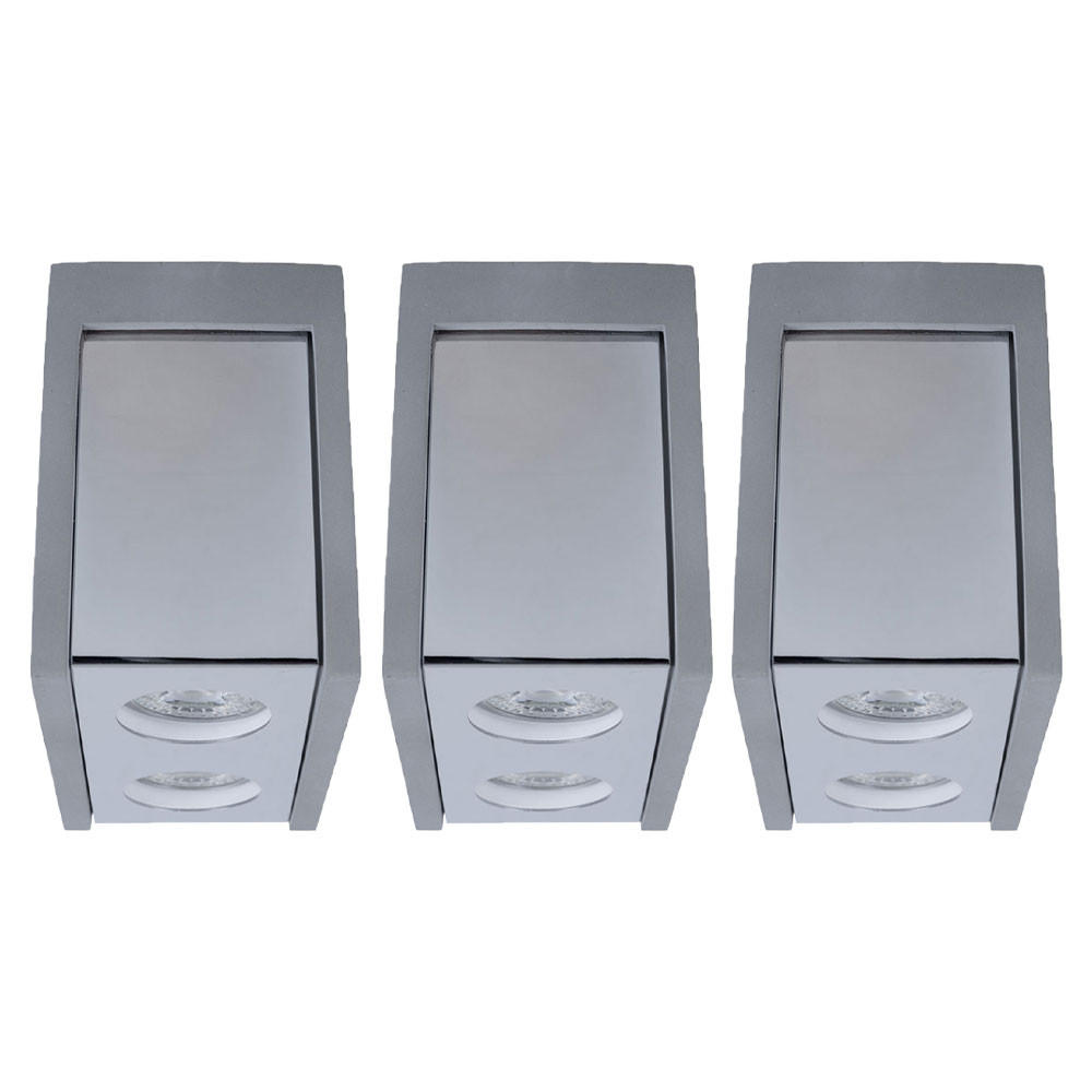 DECKENLEUCHTE Metall Beton Grau 2 Flammig 3er Set - Grau, Stein (18/10/14.7cm) - Globo Lighting