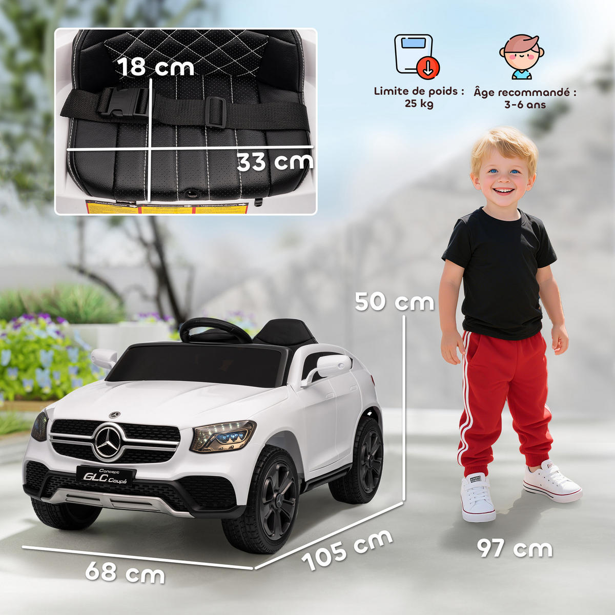 ELEKTRO-KINDERAUTO DE-13077 Sanftanlauf Weiß - Weiß, Kunststoff (105/68/50cm) - ComfortXL