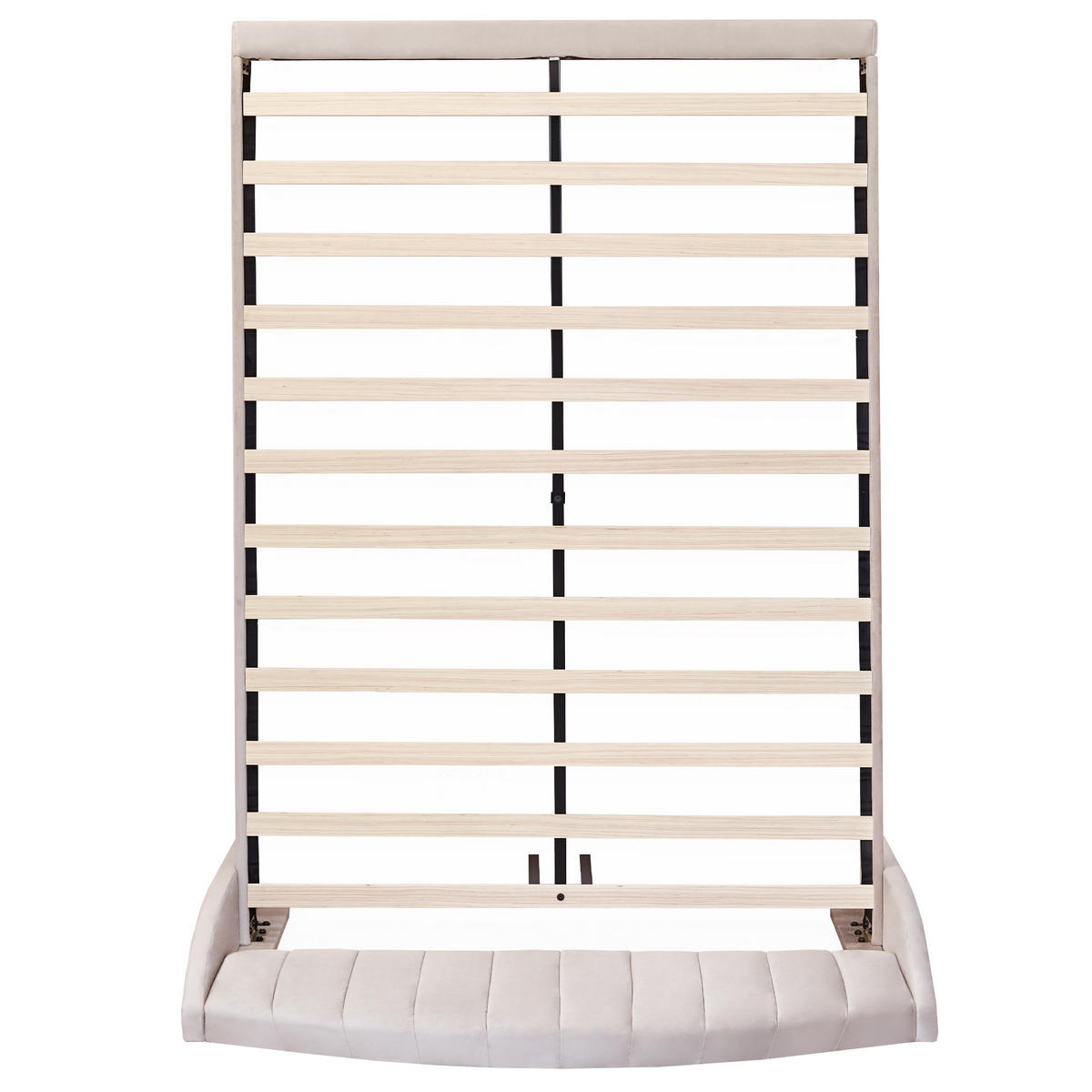 POLSTERBETT 140/190 cm Beige Samt mit gepolstertem Kopfteil - Beige, Textil (140/190cm) - OKWISH