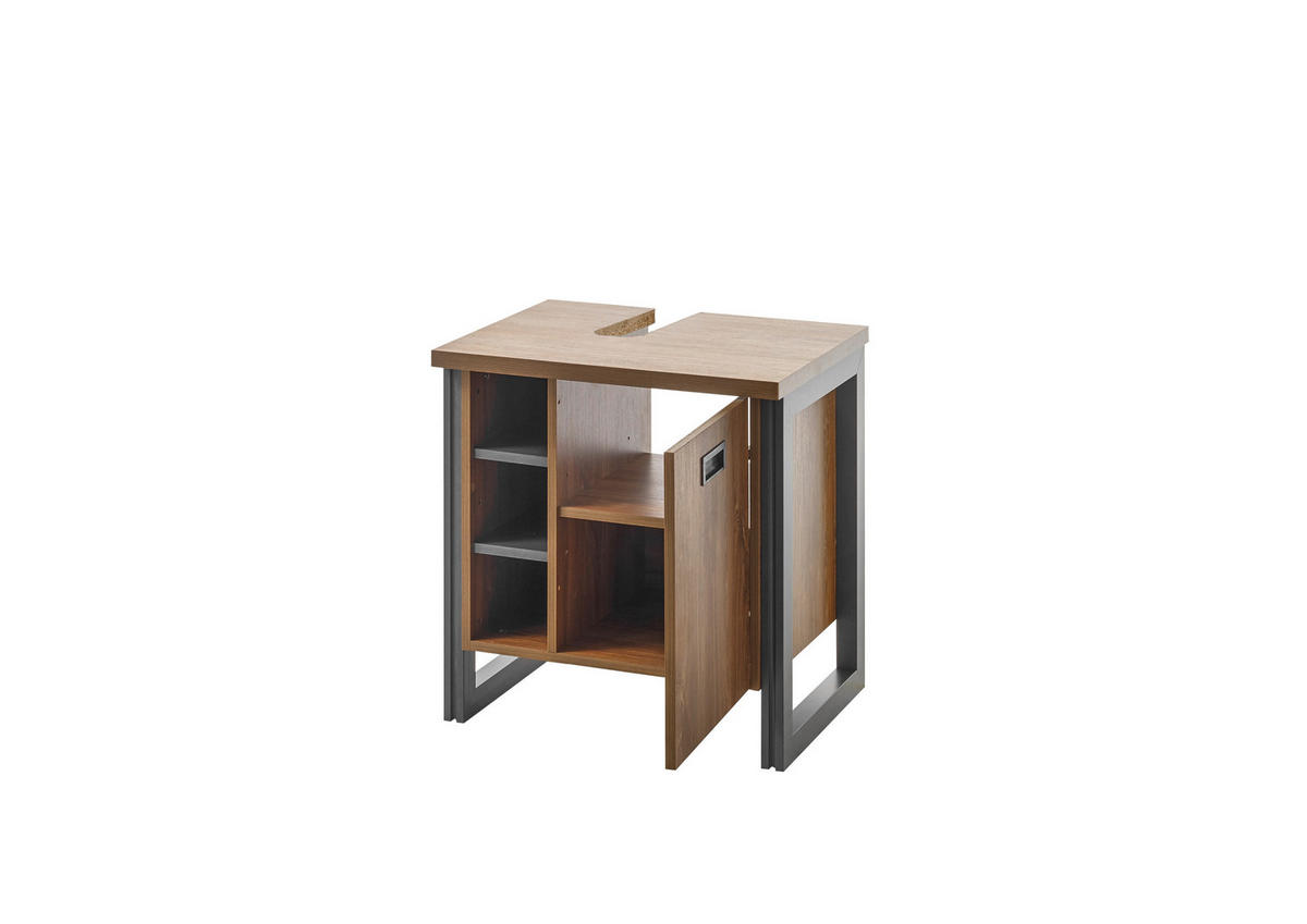WASCHBECKENUNTERSCHRANK I12 Stirling Oak & Matera 61/62/40 cm - Eichefarben, Holzwerkstoff (61/62/40cm) - Livojo