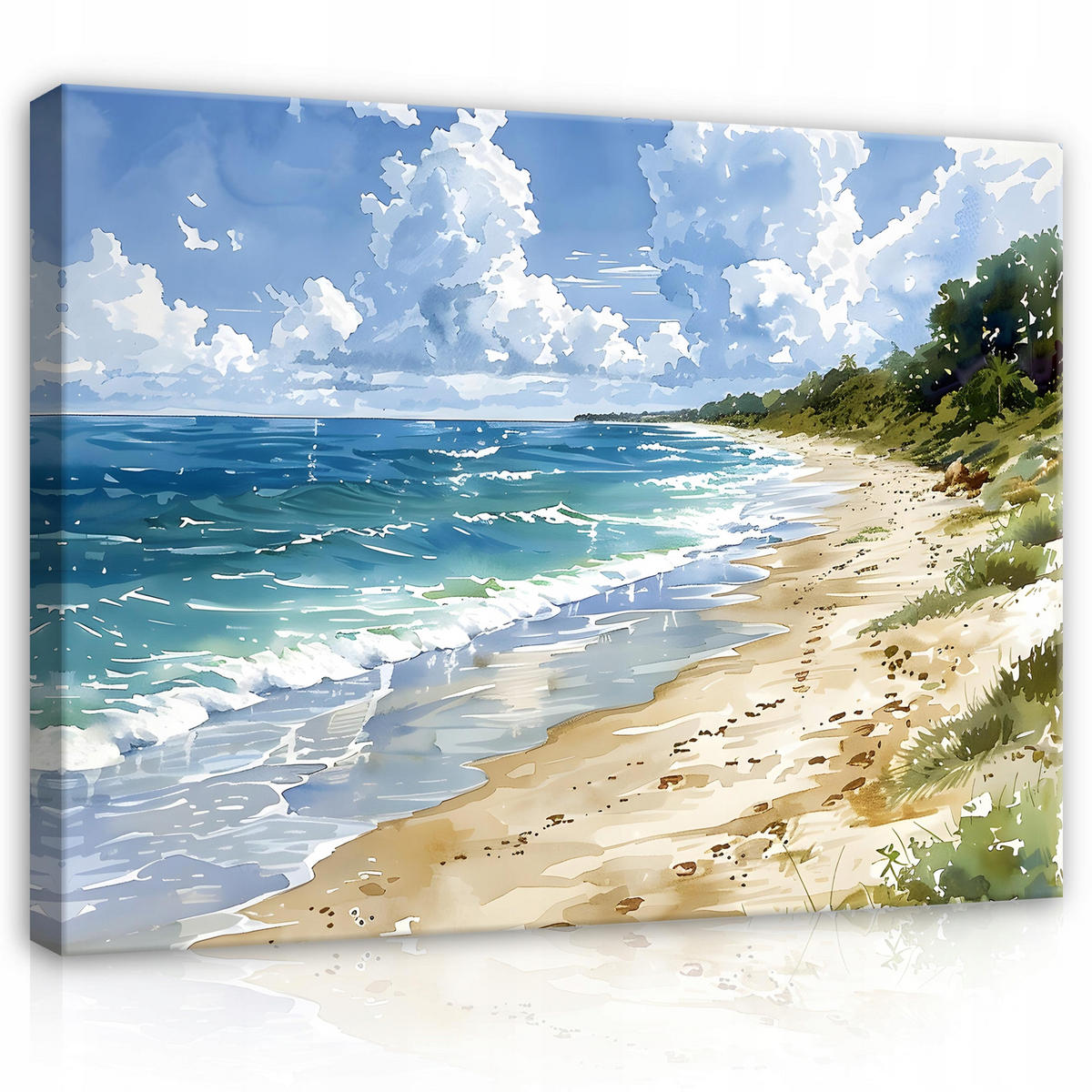 LEINWAND BILDER Strand Meer 60x40 - Multicolor, Holzwerkstoff (60/40cm) - Wallarena