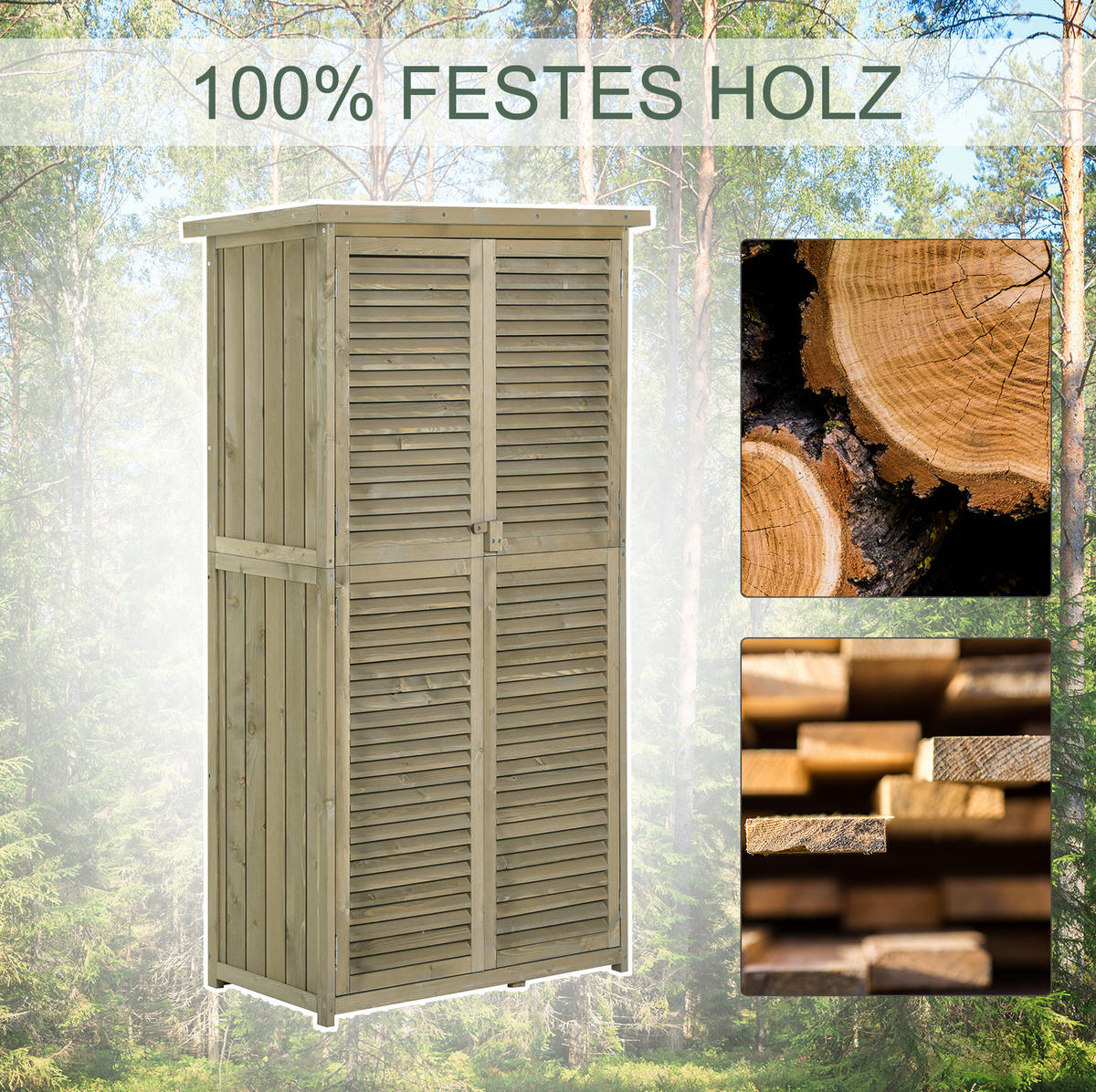 GARTENKOMMODE 87/160/46,5 cm Grau aus Holz mit Lamellentüren - Grau, Holz (46.5/160/87cm) - OKMYHOME