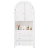 HOCHSCHRANK BOGEN 2 Türen Schubladen Weiß Regal - Weiß, Holzwerkstoff (70/180/35cm) - FLIEKS