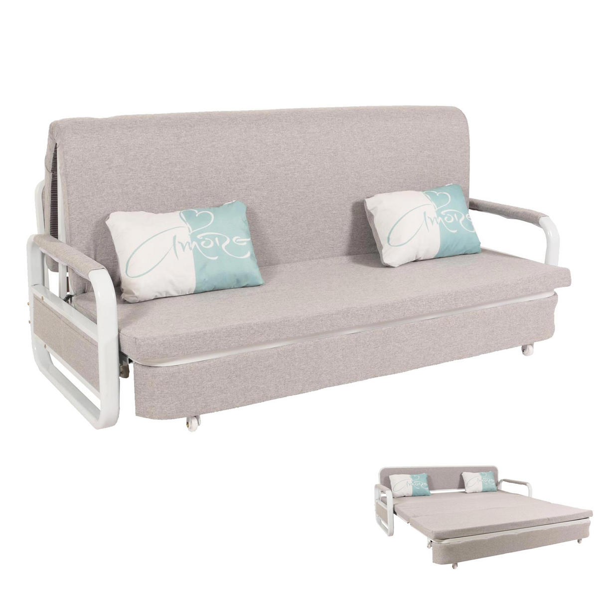 SCHLAFSOFA Grau - Grau, Textil (190/71/185cm) - MCW