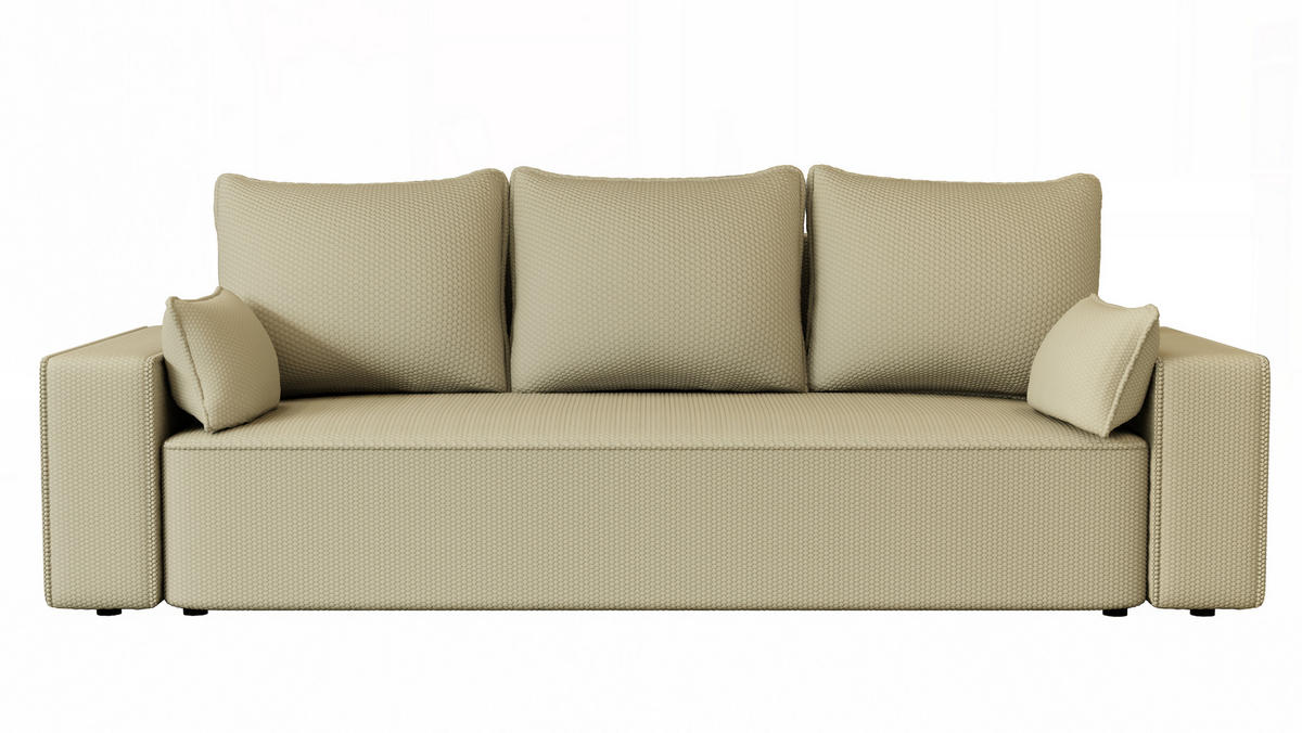 SOFA Vens mit Bettkasten und Schlaffunktion, Cordstoff - Beige, Holzwerkstoff (242/85/95cm)