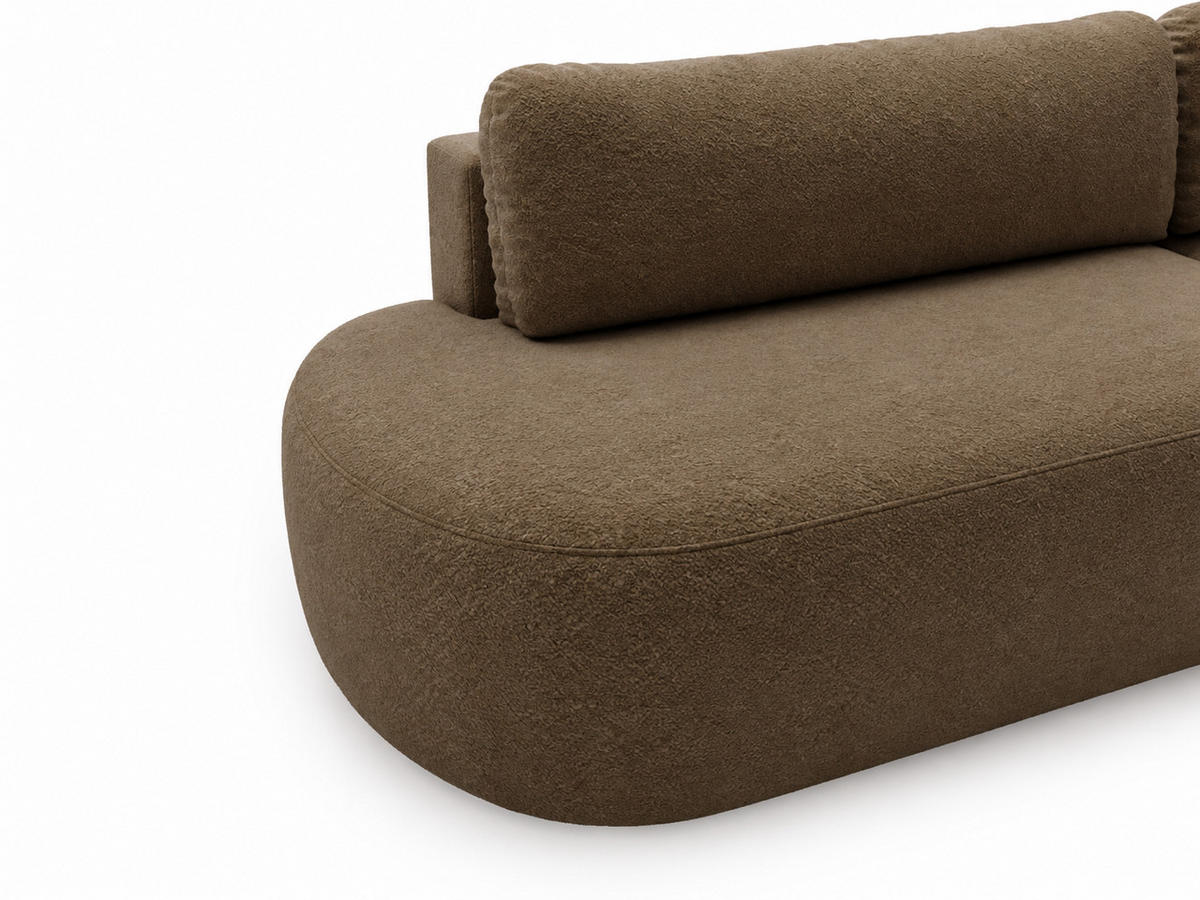 ECKSOFA Aurio O Bouclé-Stoff Braun Rechts - Braun, Holz/Textil (177/271cm) - Graingold