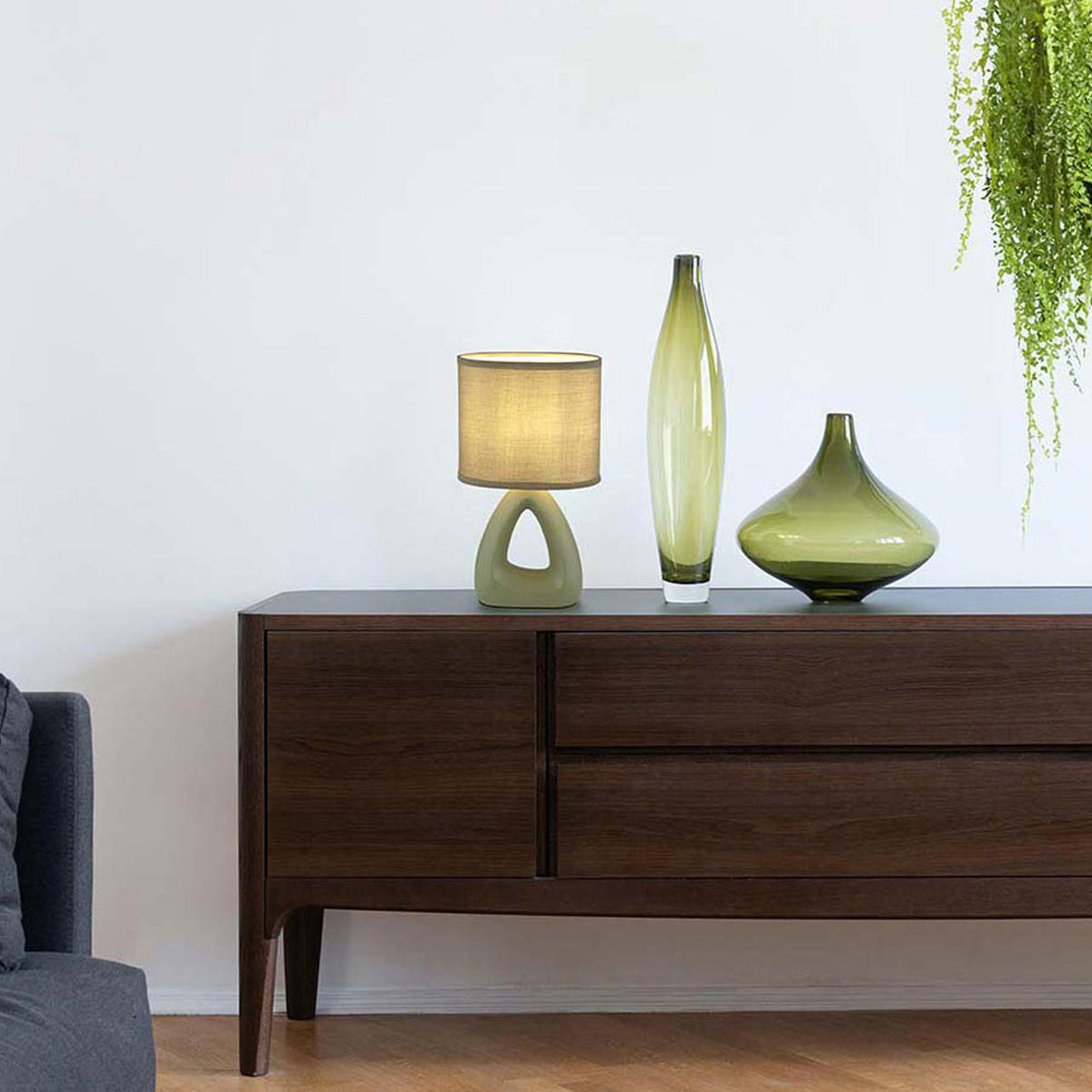 TISCHLEUCHTE Keramik Grün - Grün, Metall (17/10/30cm) - Globo Lighting