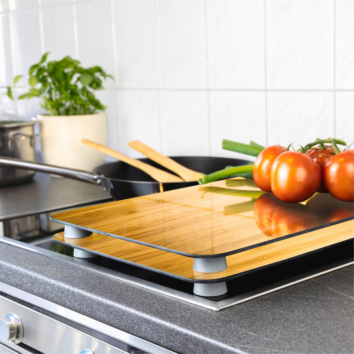GLASSCHUTZPLATTEN für Herd - 2 Stück Holzholz Look 52/30/0,5 cm - Braun, Glas (30/0.5/52cm) - Wenko