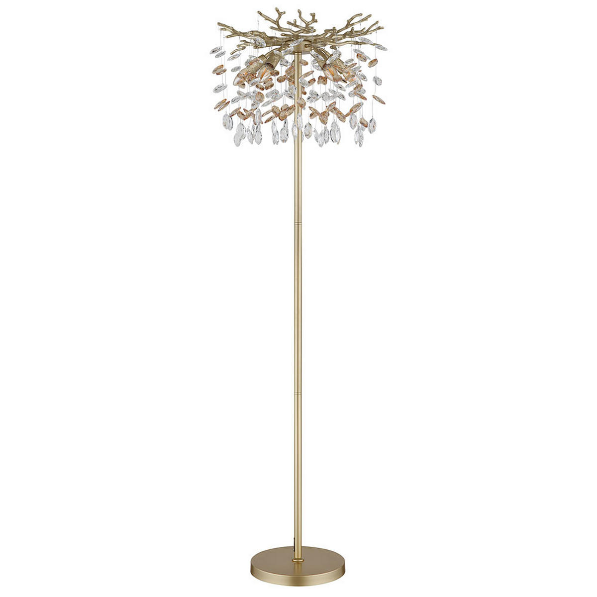 LED STEHLEUCHTE QUEENA, Metall, Gold, flexibler Arm - Goldfarben, Glas (46/46/155cm) - Globo Lighting