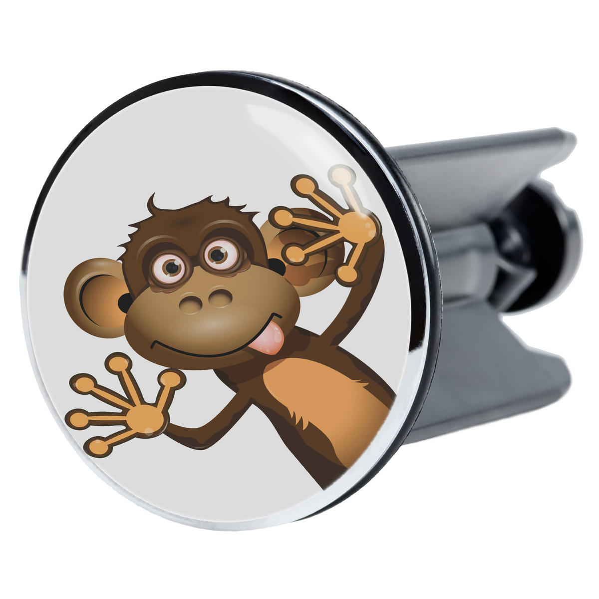 WASCHBECKENSTÖPSEL Monkey - Braun, Kunststoff/Metall (4/7/7cm) - Sanilo