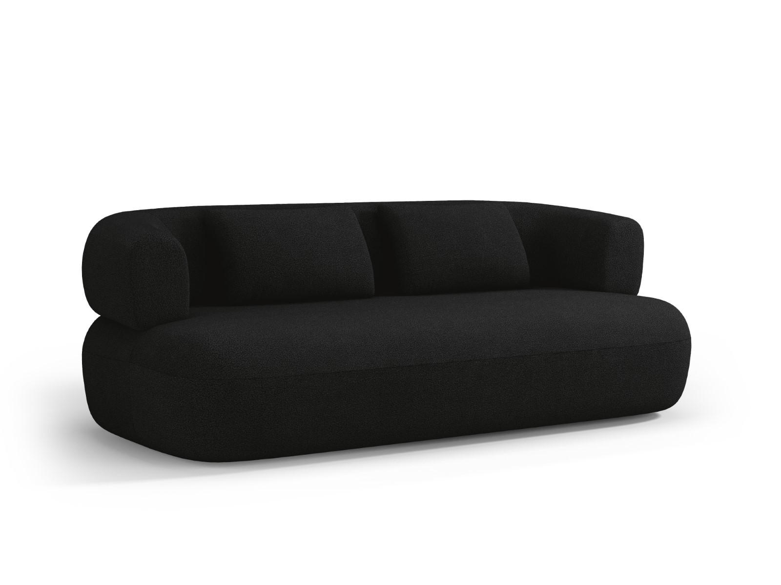 SOFA Jenny aus Boucle schwarz 3 Sitzplätze - Schwarz, Textil (90/73/178cm) - Micadoni