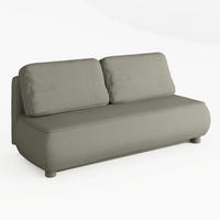 SOFA LUMIO Grau Bouclé-Stoff mit Schlaffunktion und Bettkasten - Grau, Holz (209/96/96cm) - Barchello