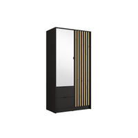KLEIDERSCHRANK KAVORA 15 - 101,7×200,5×54,5 cm mit 2 Türen & 2 Schubladen Schwarz Onyx - Schwarz, Holz/Holzwerkstoff (101.7/200.5/54.4cm) - Milaros Markt