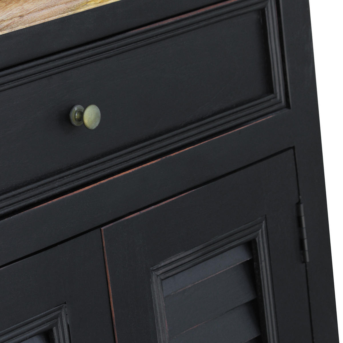 SCHUHKOMMODE - Mango massiv - Schwarz, Holz (80/90/45cm) - home24