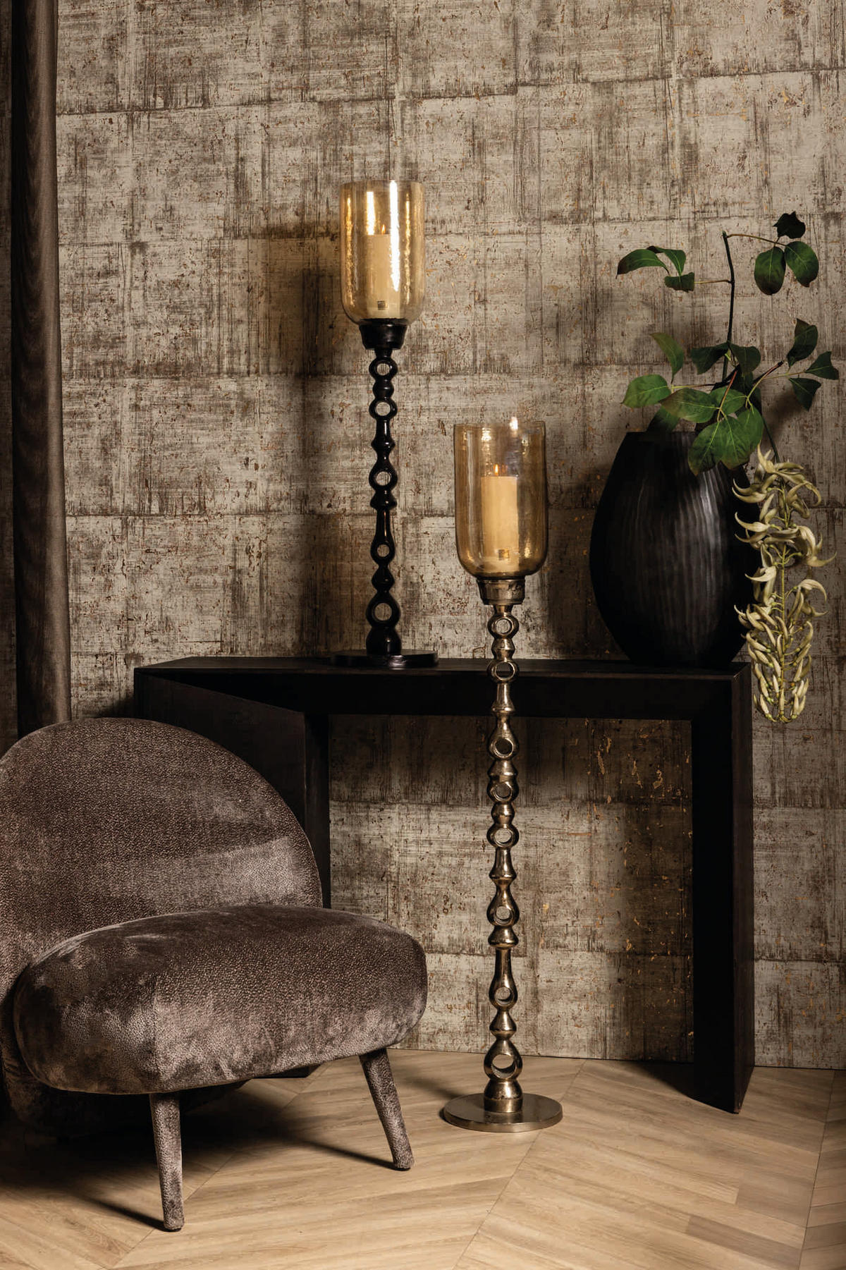 WINDLICHT Tracy Grau 22/22/125cm - Grau, Glas (22/125/22cm) - PTMD Collection