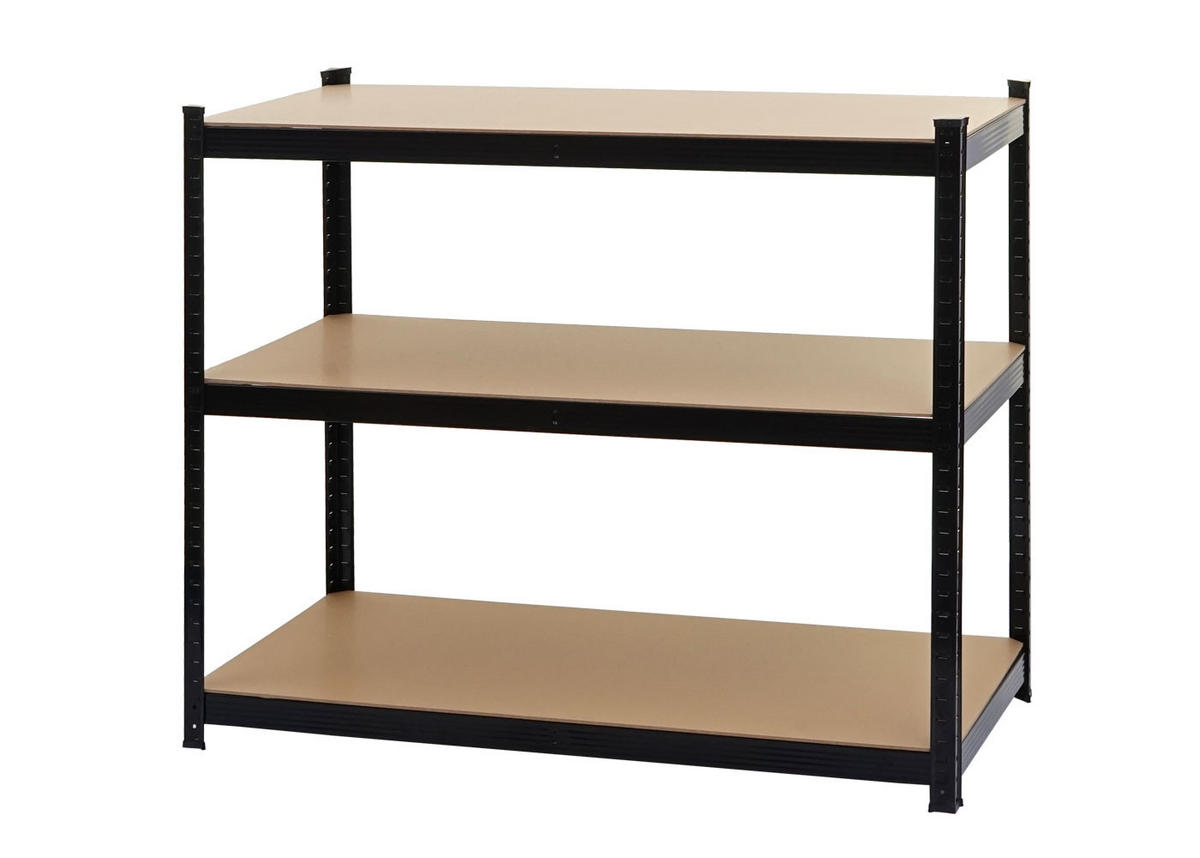 SCHWERLASTREGAL Schwarz, Braun - Schwarz/Braun, Metall (121/200/61cm) - MCW