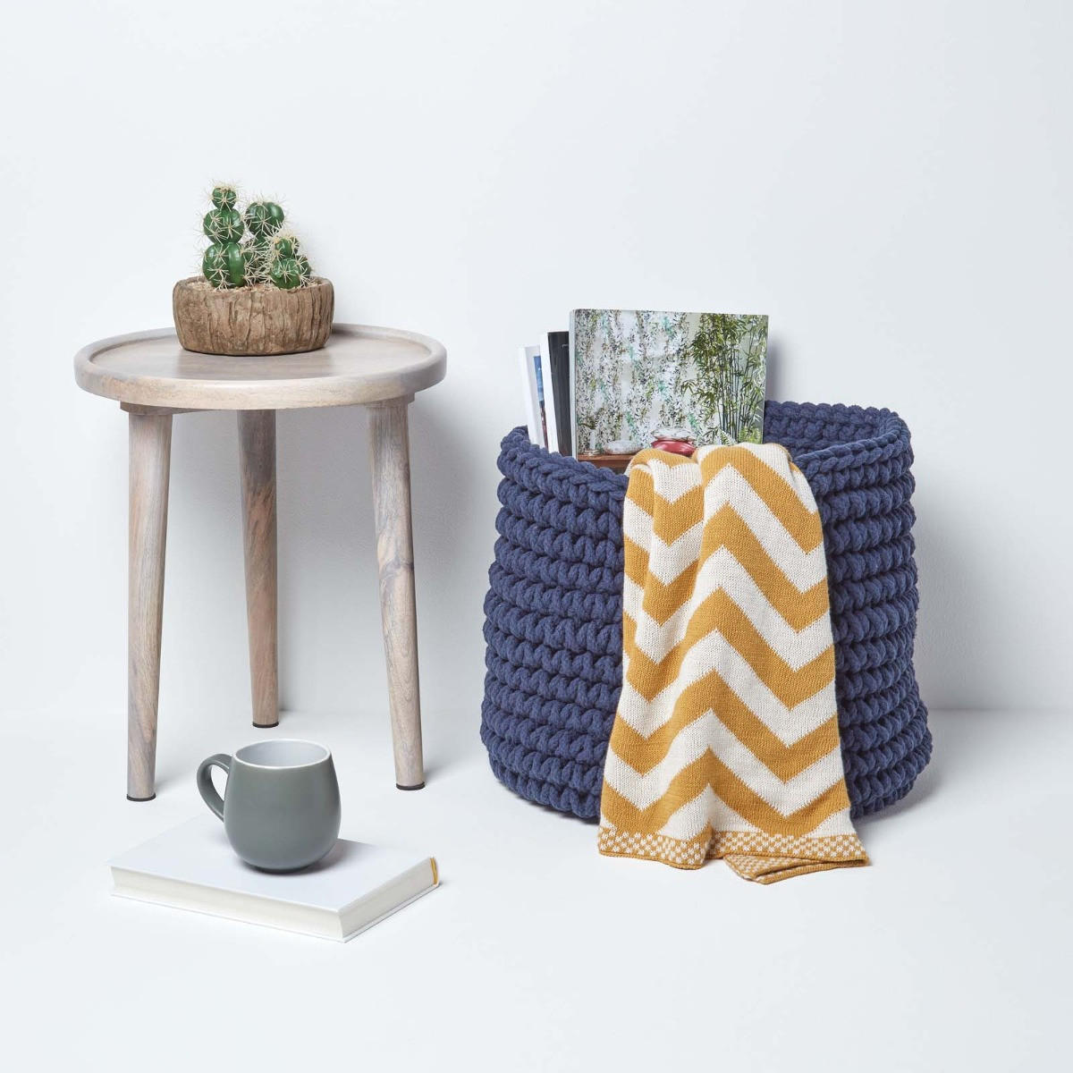 AUFBEWAHRUNGSKORB Baumwolle 42/37 cm - Dunkelblau, Textil (42/42/37cm) - Homescapes