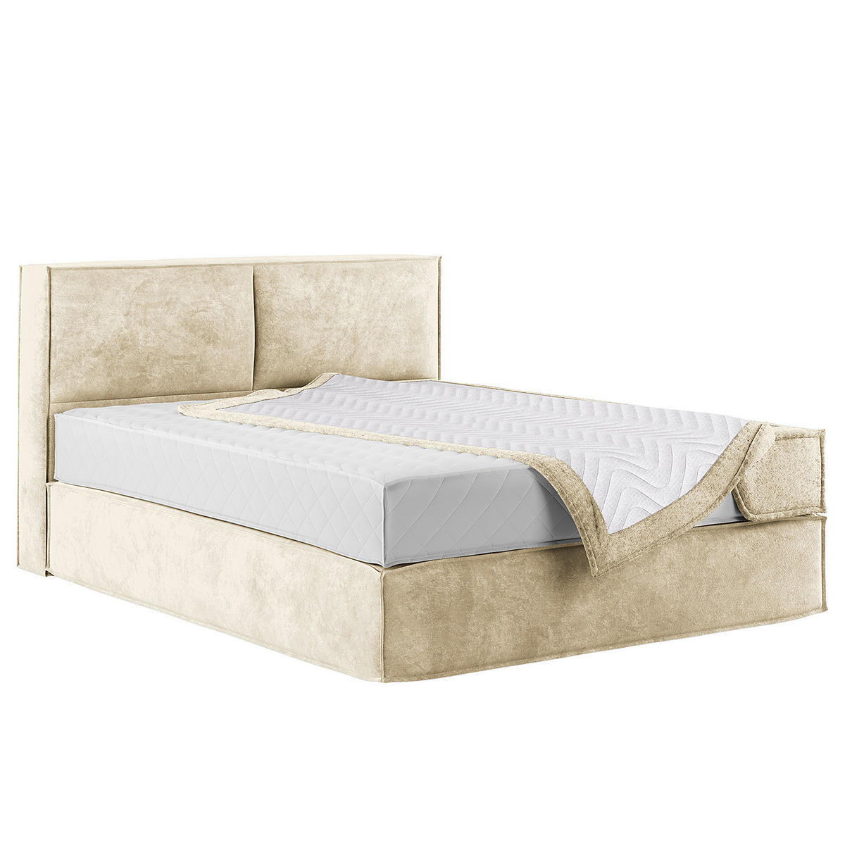 BOXSPRINGBETT mit Kopfteil - Premium - Beige, Textil (160/200cm) - home24