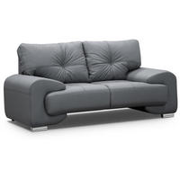 SOFA 2-SITZER Omega grau - Chromfarben/Grau, Leder/Metall (185/88/98cm) - Beautysofa