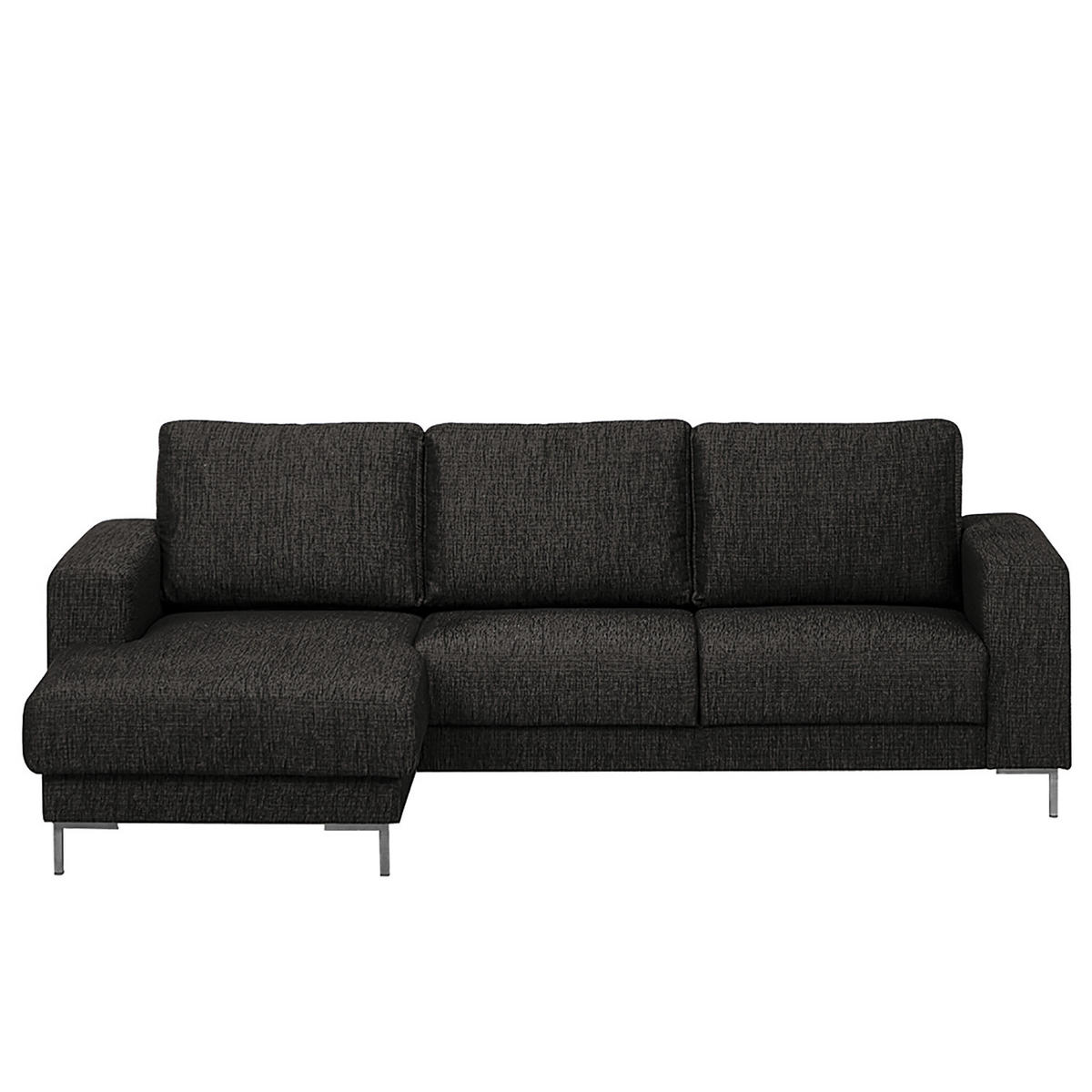 ECKSOFA mit Longchair - Silberfarben/Schwarz, Textil/Metall (236/147cm) - home24