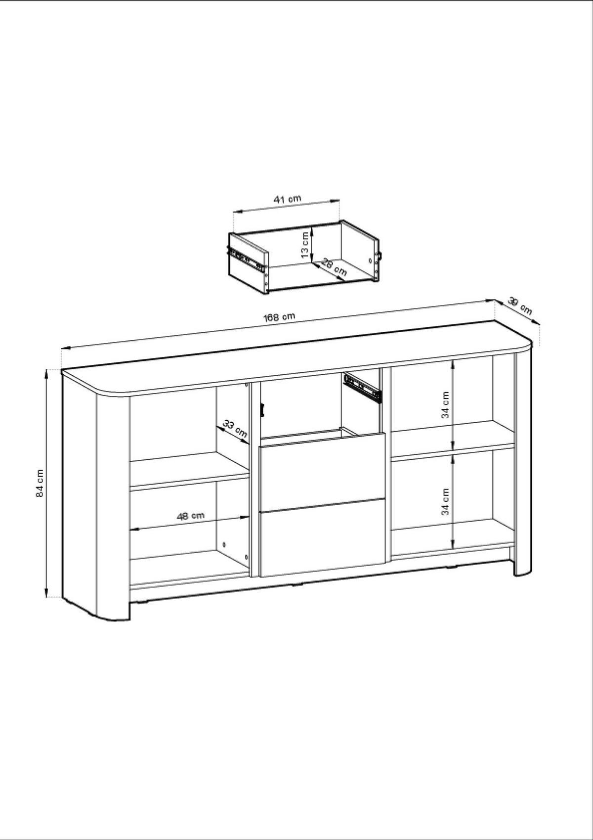 SIDEBOARD BARI Beige 168x39x84 cm - Beige, Holzwerkstoff (168/84/39cm) - FURNLUX