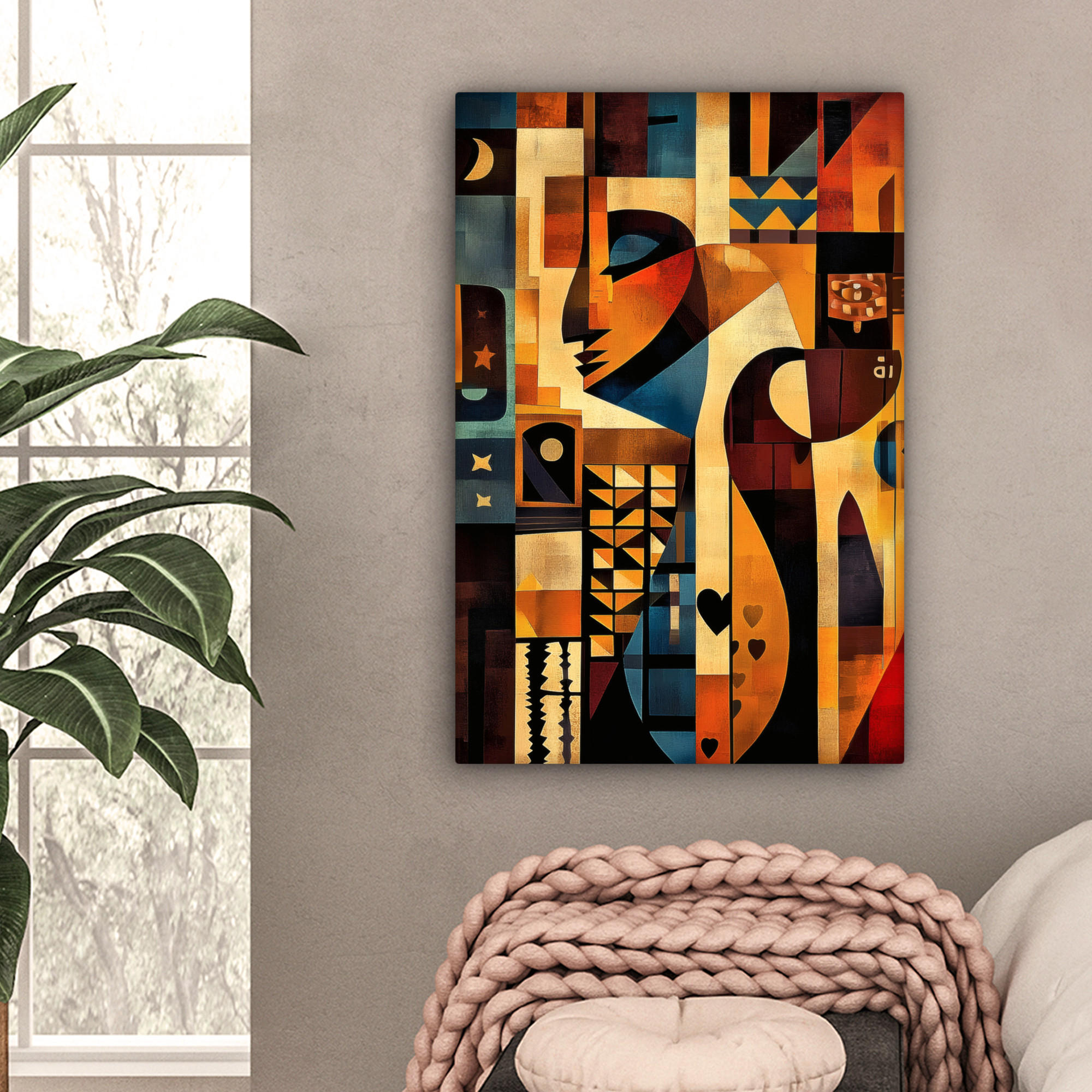 LEINWANDBILD Figuren - Abstrakt - Symbole 60x90 cm - Terracotta, Textil (60/90cm) - MuchoWow