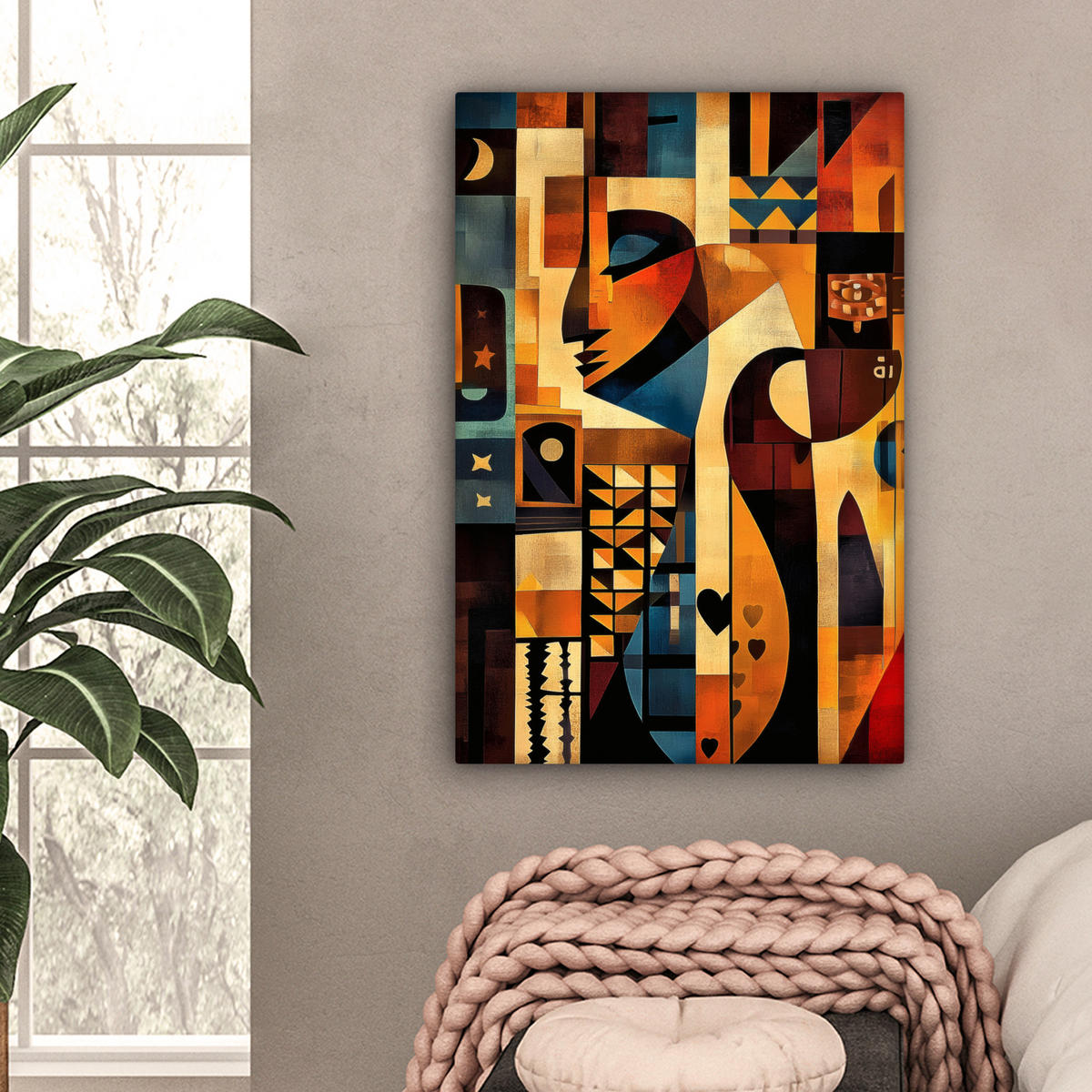 LEINWANDBILD Figuren - Abstrakt - Symbole 60x90 cm - Terracotta, Textil (60/90cm) - MuchoWow