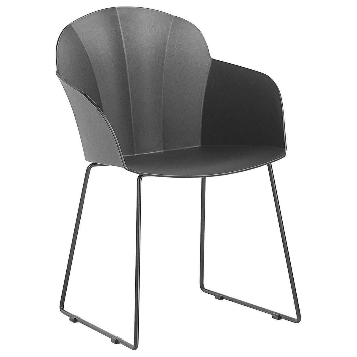 ESSZIMMERSTUHL 2er-Set Kunststoff Schwarz Sylva - Schwarz, Kunststoff/Metall (58/85/54cm) - Beliani