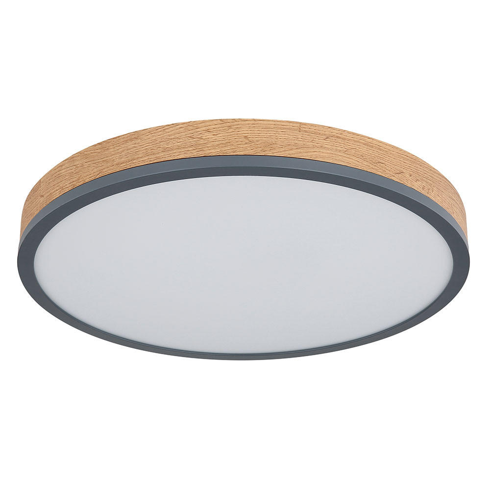 LED DECKENLEUCHTE Holzoptik Braun - Braun, Metall (45/45/8.5cm) - Globo Lighting