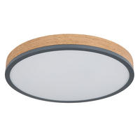 LED DECKENLEUCHTE Holzoptik Braun - Braun, Metall (45/45/8.5cm) - Globo Lighting