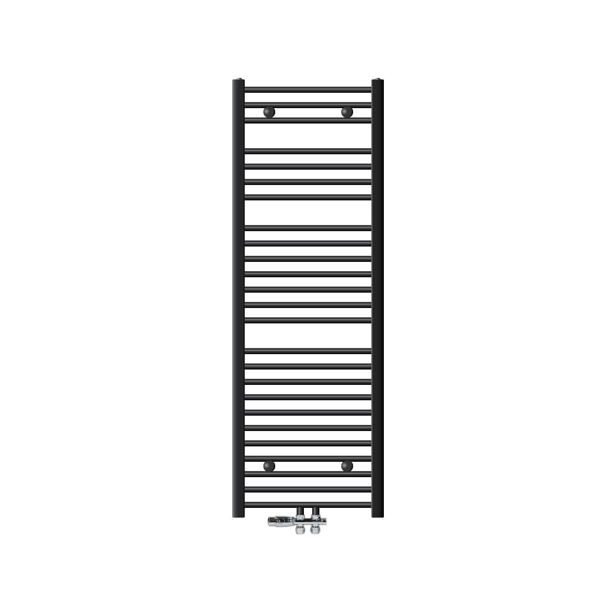 BADHEIZKÖRPER Sahara 500x1500 mm Anthrazit gerade mit Ventil Durchgang - Anthrazit, Metall (50/150/3cm) - LuxeBath