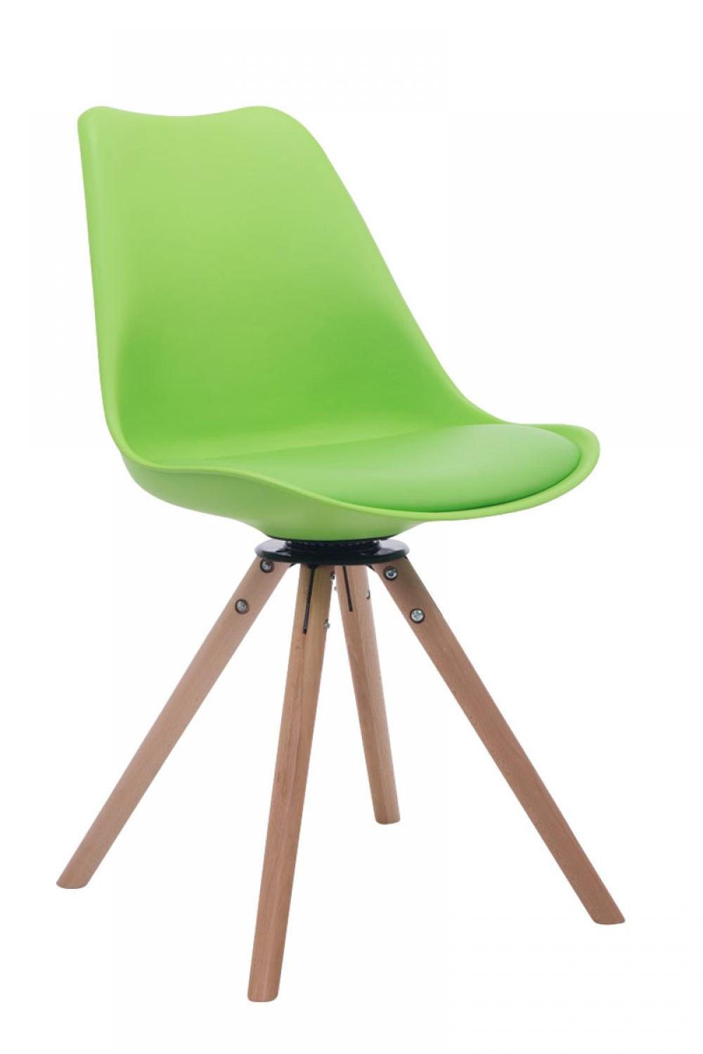 STUHL Lederlook grün - Eukalyptusholzfarben/Grün, Holz/Textil (48/84/56cm) - CLP