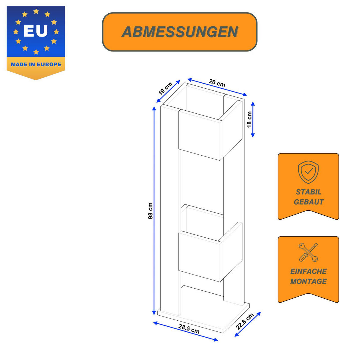 BLUMENSTÄNDER Duo - Weiß, Holzwerkstoff (23/98/29cm) - RAUMHIRSCH FURNITURE