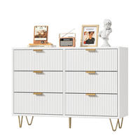 KOMMODE Weiß mit geriffelter Front & goldenen Metallgriffen - Weiß, Holzwerkstoff (34/73/100cm) - SHOPENTRA