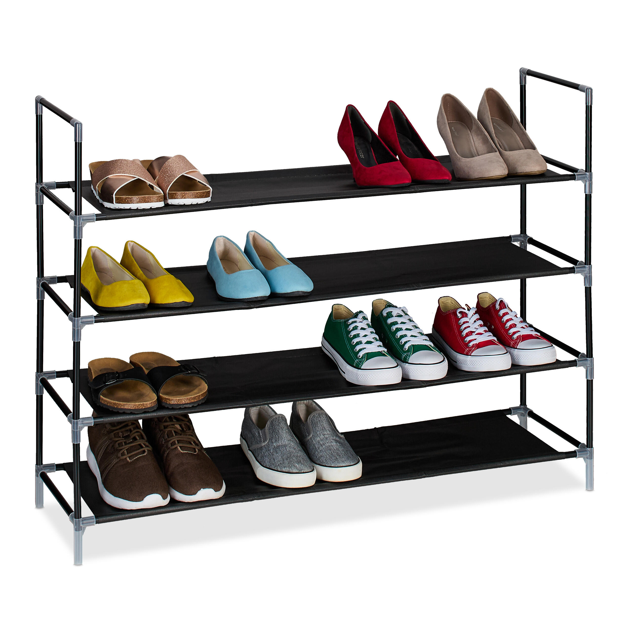 SCHUHREGAL - Schwarz, Kunststoff/Textil (100/75/28cm) - Relaxdays