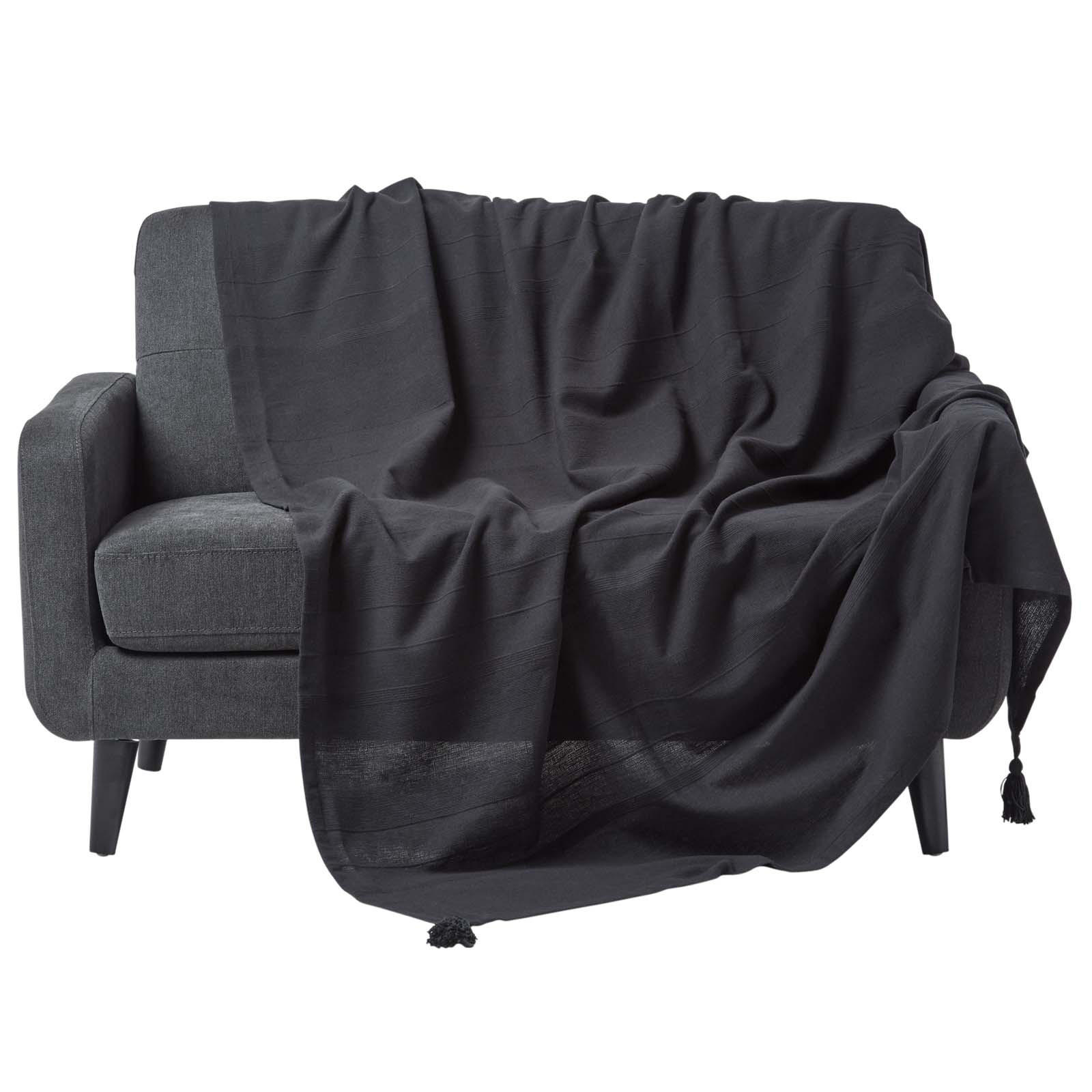 ÜBERWURF Rajput 225/255 cm, 100% Baumwolle - Schwarz, Textil (225/255cm) - Homescapes