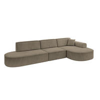 ECKSOFA Ottomane Rechts MARI-L2 - 328x171x79 cm Dunkelbraun Velours - Dunkelbraun/Schwarz, Holzwerkstoff/Kunststoff (171/328cm) - ALTDECOR