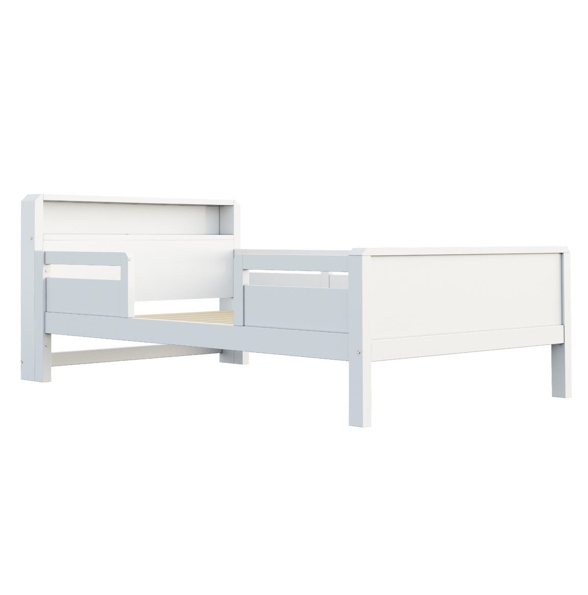 KINDEREINZELBETTEN aus Kiefernholz 90x200 cm in Weiß mit LED-Leuchte & USB-Type-C - Weiß, Holz (90/200cm) - Modfu