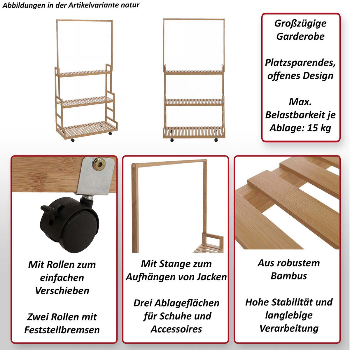 STANDGARDEROBE Braun - Braun, Holz (93/175/38cm) - MCW