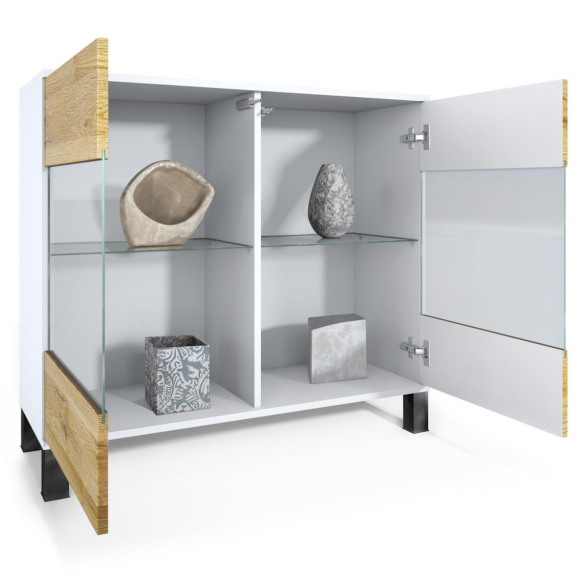 KOMMODE Bari Eiche sägerau - Eiche San Remo, Holzwerkstoff (92.5/84.5/35cm) - Vladon