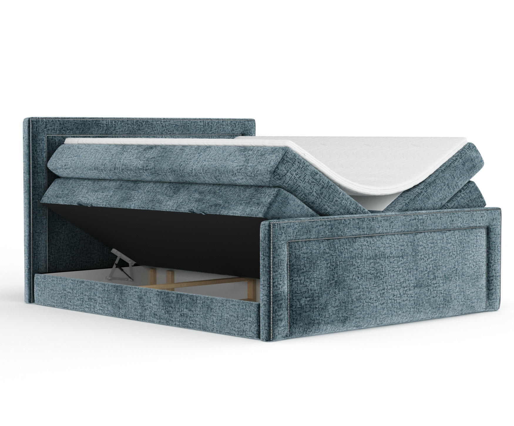 BOXSPRINGBETT Luxora Blau 180/200 cm - Blau/Schwarz, Holz/Holzwerkstoff (180/200cm) - Maison de Reve